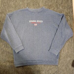 Vintage ESY Sportswear Virginia Beach Sweatshirt XL Blue Made in USA 90s Graphic
